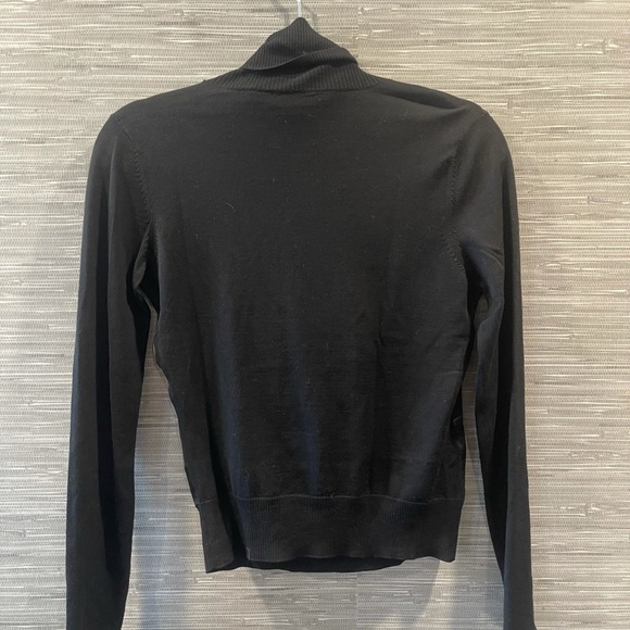 Elie Tahari black turtleneck blouse. Sz small. Silk front. Great for holidays. - Picture 2 of 4